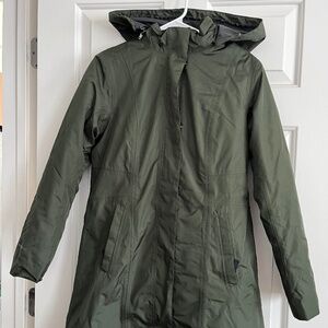 Eddie Bauer Girl on the Go Insulated Olive Green Trench Coat | Size Petite Small